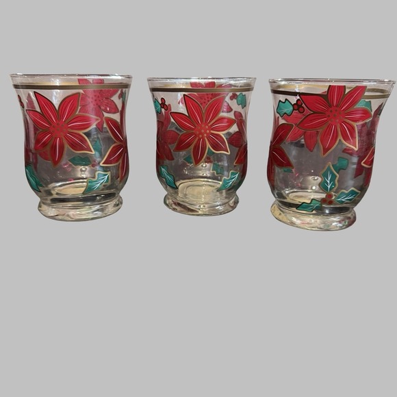 Fifth Avenue Crystal Poinsettia Set Of 3 Votive Candle Holders 4.5" Holiday Xmas - Picture 5 of 12